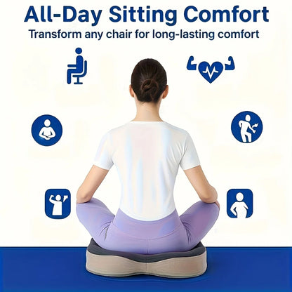 Memory foam seat cushion, with a central groove ergonomic pressure pad