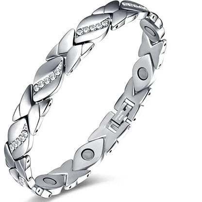 Magnetic Therapy Arthritis Pain Relief Bracelets for Women Magnetic Steel Titanium Health Bracelet with Crystal Fashion Jewelry