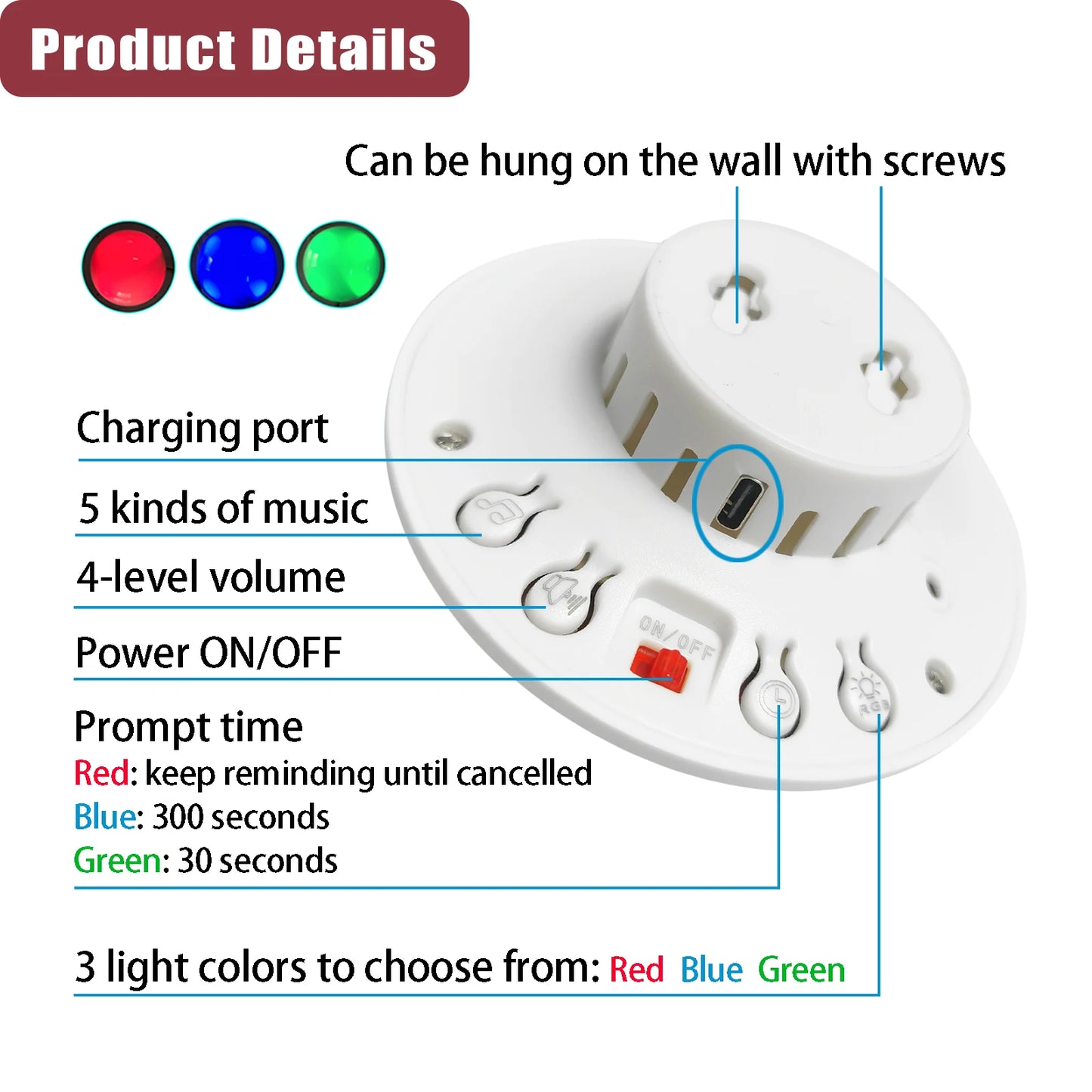 Caregiver Pager Panic Button Wireless Nurse Call Siren Alarm Buzzer System for Elderly Disabled Seniors Toliet Bathroom Hospital