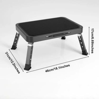 🔥3-Step Foldable Step Stool 150kg Capacity, Anti-Slip PVC Pedal & Carbon Steel Frame for Home/RV/Camping (Black/White)