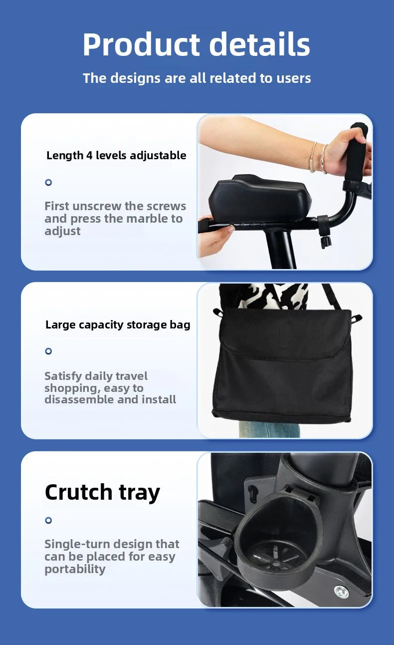 Walker Aid For The Elderly Rehabilitation Walking Anti-Fall Adjustable Folding Walking Rollator Carts With Arm Support Walker