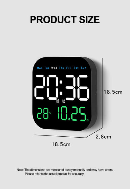 Digital Wall Clock LED Alarm Clock Large Display With Timing Function Remote Control Clock for Living Room Office Bedroom Decor