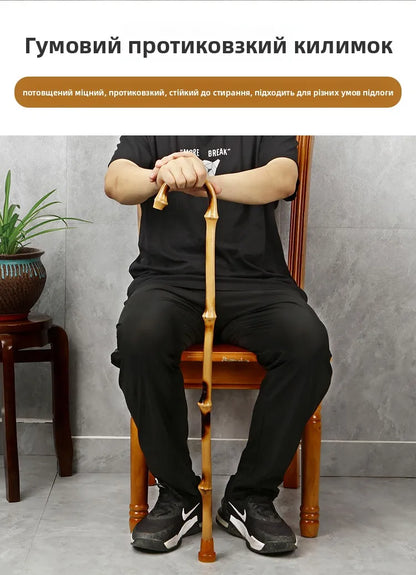 Anti-Slip Rubber Tip Bamboo Walking Cane T-aped ly Walking Sti Handheld ly People's Outdoor Travel king Poles
