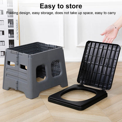 Portable Folding Toilet with Lid Travel Portable Potty Multifunctional Foldable Outdoor Camp Toilet for Emergencies