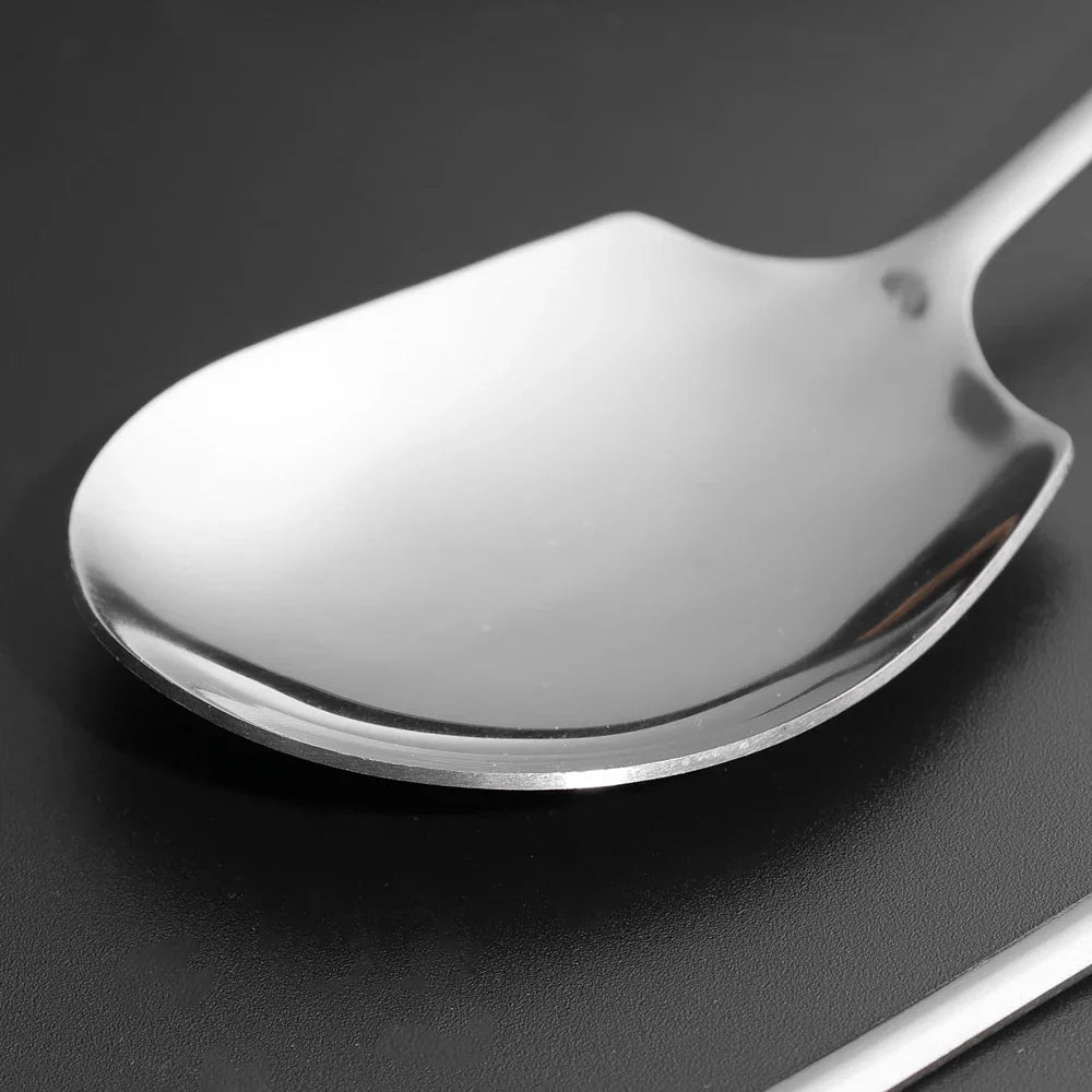 Stainless Steel Large Spoon Long Handle Soup Public Spoons Big Head Round Fruit Food Scoop Kitchen Restaurant Tableware Ladle