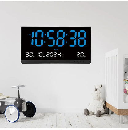 21 Inch Large Digital Wall Clock Large LED Screen Display Clock with Time/Date/Week/Temperature 12/24H Adjustable Brightness