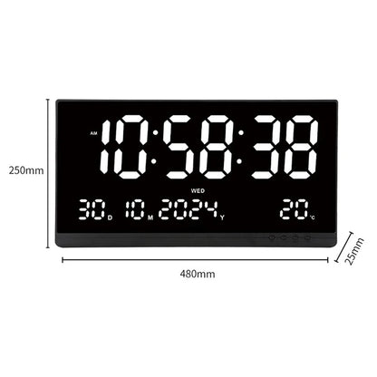 21 Inch Large Digital Wall Clock Large LED Screen Display Clock with Time/Date/Week/Temperature 12/24H Adjustable Brightness
