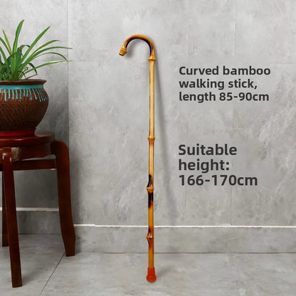 Anti-Slip Rubber Tip Bamboo Walking Cane T-aped ly Walking Sti Handheld ly People's Outdoor Travel king Poles