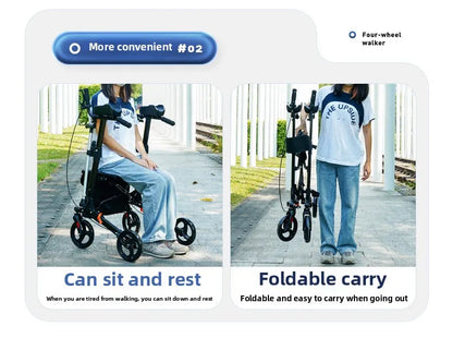 Walker Aid For The Elderly Rehabilitation Walking Anti-Fall Adjustable Folding Walking Rollator Carts With Arm Support Walker