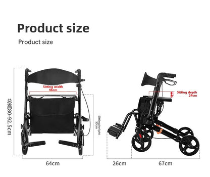 Walker Aid For The Elderly Rehabilitation Walking Anti-Fall Adjustable Folding Walking Rollator Carts With Arm Support Walker