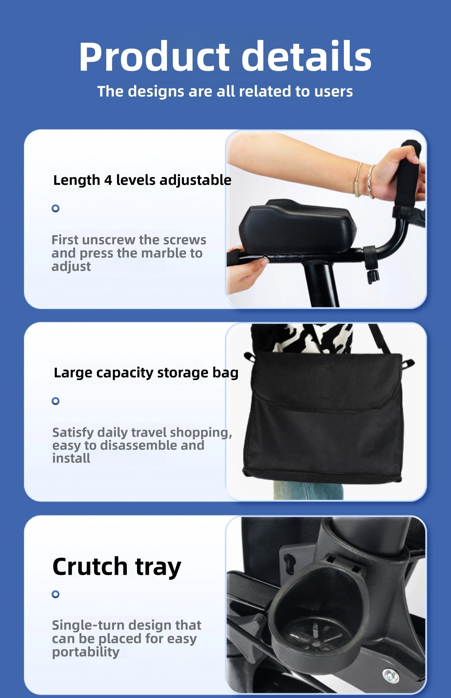 Foldable Walker with Seat & Adjustable Height - Mobility Aid Push Cart for Elderly, Portable Assistive Walking Support Rollator