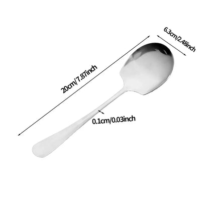 Stainless Steel Large Spoon Long Handle Soup Public Spoons Big Head Round Fruit Food Scoop Kitchen Restaurant Tableware Ladle